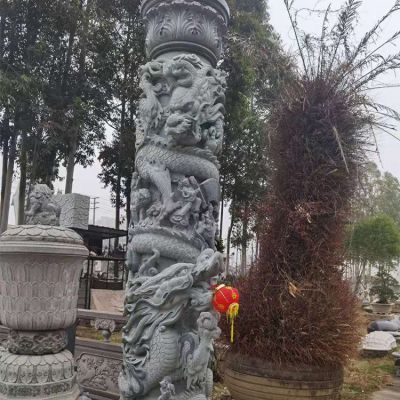 盤(pán)龍柱，青石石雕龍柱子