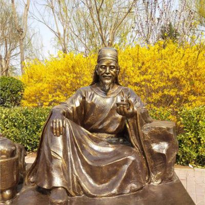 公園戶(hù)外擺放玻璃鋼鑄銅傳統茶文化主題人物雕塑