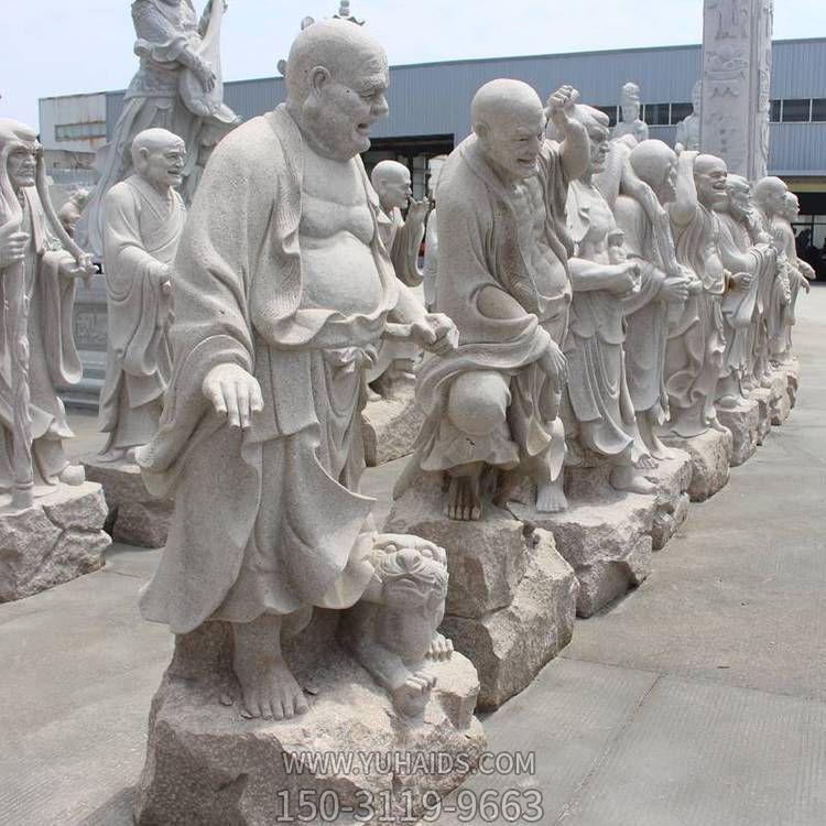 戶(hù)外公園景區大型大理石十八羅漢雕塑
