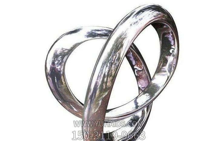 不銹鋼鏡面個(gè)性創(chuàng )意抽象圓環(huán)雕塑