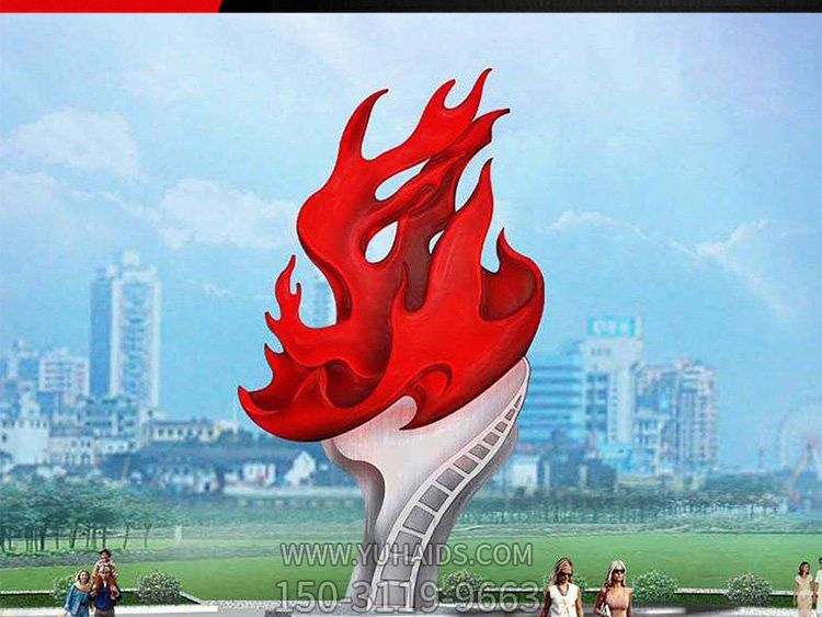公園創(chuàng )意玻璃鋼火炬雕塑