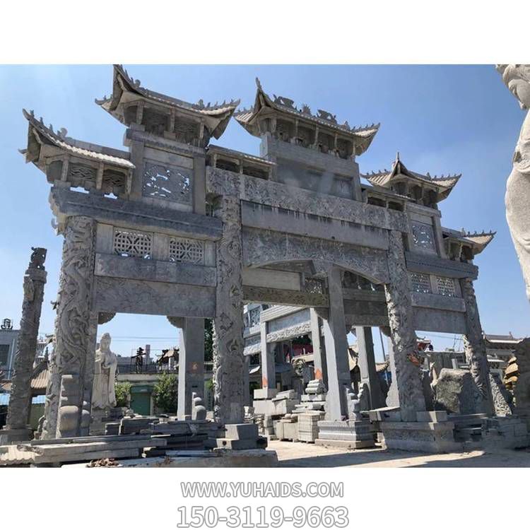 大理石石雕園林景觀(guān)擺件大型中式牌坊雕塑