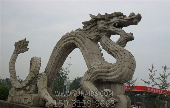 景區創(chuàng )意大型仿真花崗巖石雕神獸龍雕塑