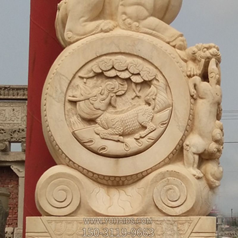 公園景區創(chuàng  )意晚霞紅石雕浮雕獅子雕塑