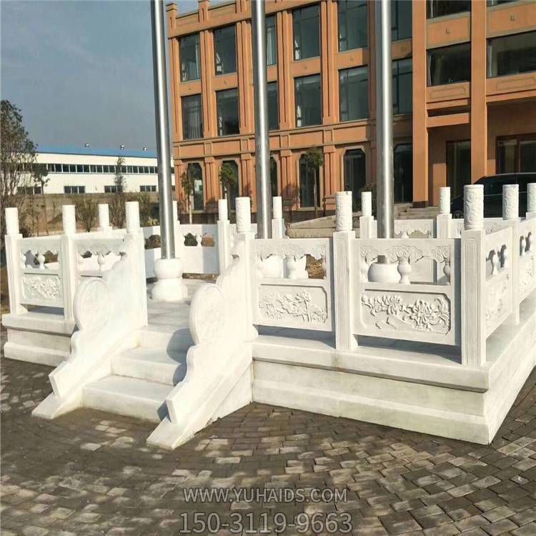 漢白玉旗臺欄桿學(xué)校廣場(chǎng)升旗臺欄桿花崗巖石雕旗臺護圍欄板雕塑