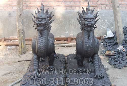 麒麟雕塑-不銹鋼仿銅創(chuàng )意景觀(guān)神獸麒麟雕塑