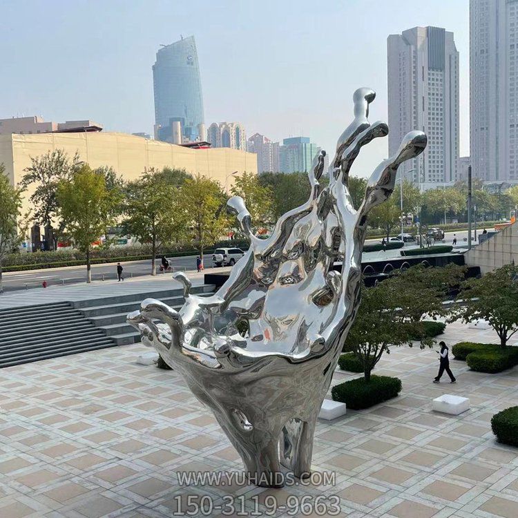 不銹鋼鏡面立體抽象浪花城市廣場(chǎng)景觀(guān)雕塑擺件