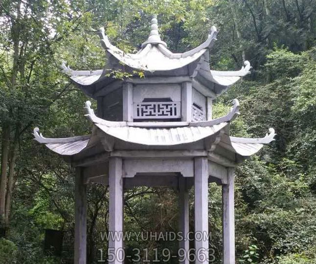 花崗巖雙層鏤空景區戶(hù)外休閑涼亭雕塑
