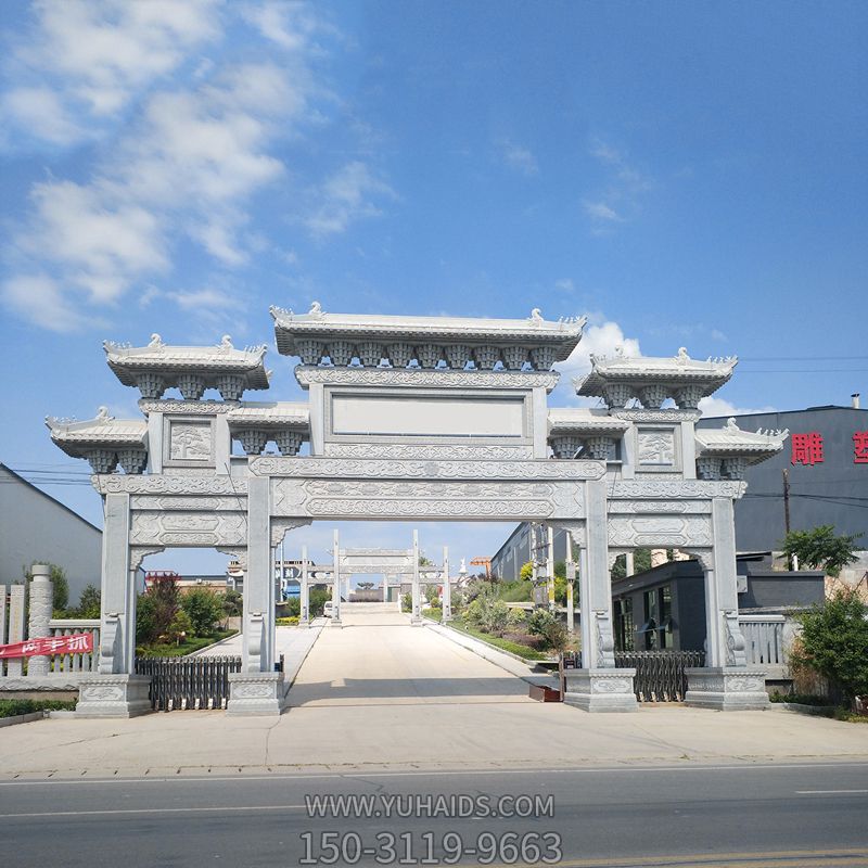 企業(yè)廠(chǎng)區門(mén)口景觀(guān)石雕牌坊裝飾擺件雕塑