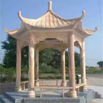 街道景觀(guān)擺放晚霞紅休息涼亭