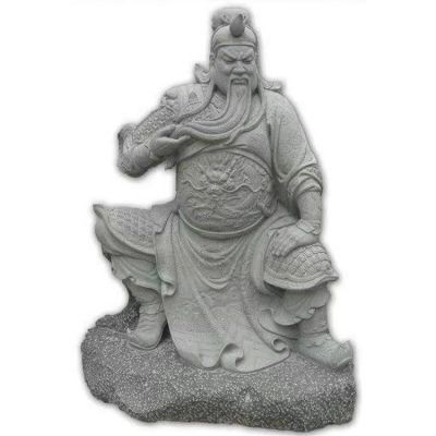 景區園林擺放砂巖雕刻關(guān)公坐姿雕像