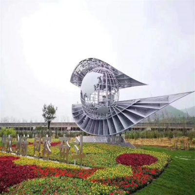 廣場(chǎng)草坪擺放不銹鋼鏤空地球儀創(chuàng  )意眼睛雕塑
