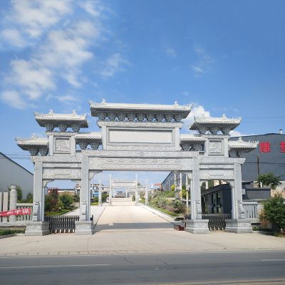 企業(yè)廠(chǎng)區門(mén)口景觀(guān)石雕牌坊裝飾擺件