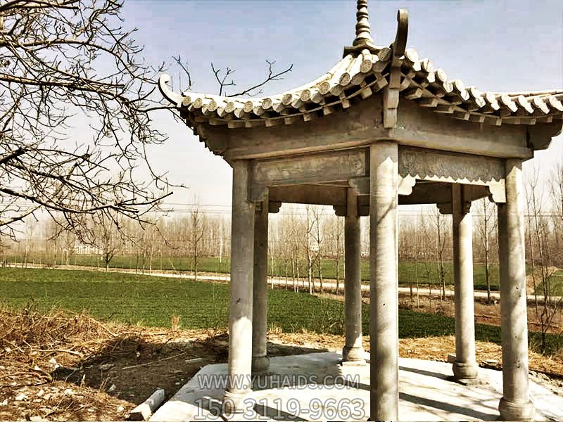 戶(hù)外景區擺放青石仿古建簡(jiǎn)易涼亭雕塑