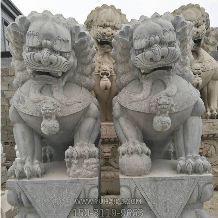 大型門(mén)口石雕石獅子擺件鎮宅辟邪雕塑