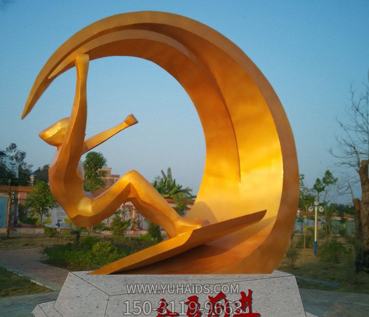 景區奮勇前進(jìn)沖浪的不銹鋼海浪浪花雕塑