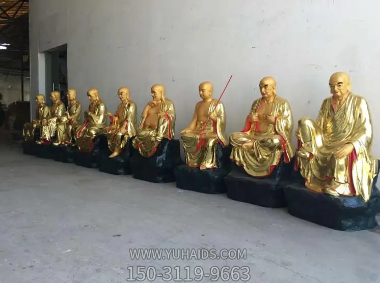 十八羅漢塑像，玻璃鋼漆金佛像系列雕塑
