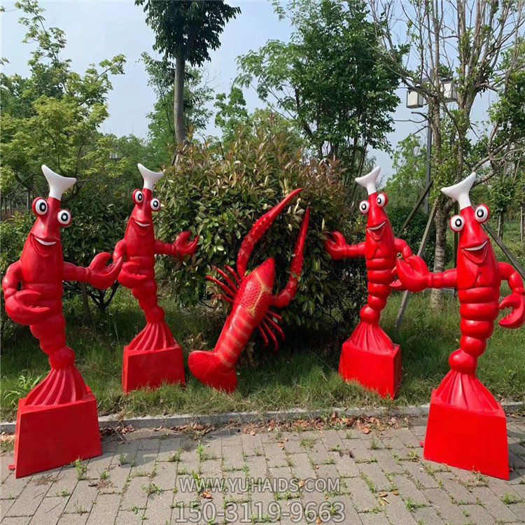 玻璃鋼龍蝦雕塑，海鮮館迎賓龍蝦廚子