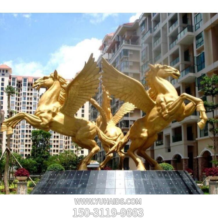 玻璃鋼仿銅噴漆 西方歐式飛馬雕塑景區酒店戶(hù)外擺件