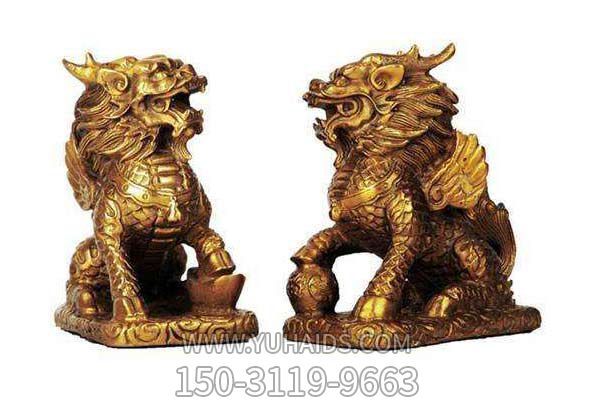 麒麟雕塑-商廈室內創(chuàng  )意不銹鋼鎏金麒麟雕塑