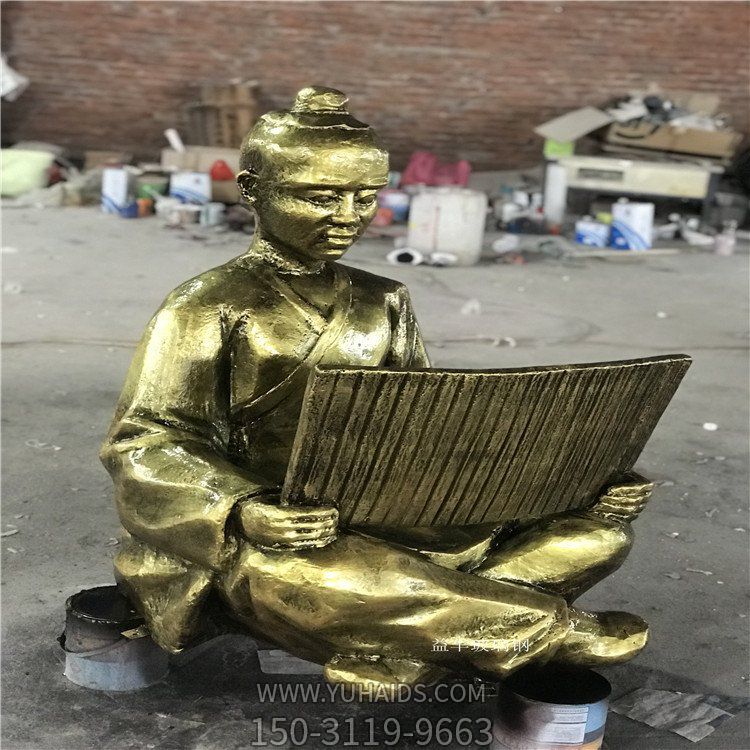 玻璃鋼仿銅戶(hù)外公園看書(shū)的人物雕塑