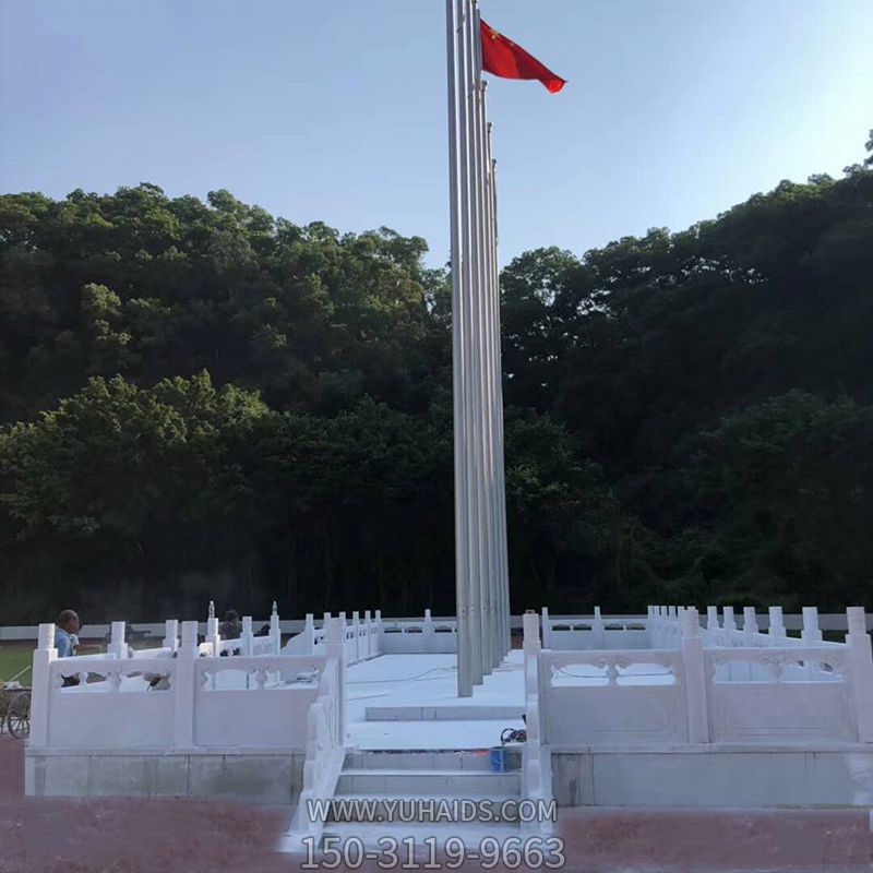 城市廣場(chǎng)漢白玉石雕國旗臺雕塑