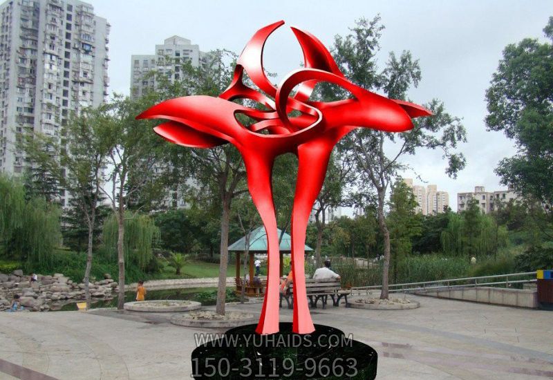 城市創(chuàng )意不銹鋼抽象花朵雕塑