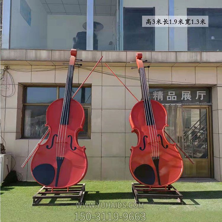 音樂(lè )觀(guān)玻璃鋼仿真樂(lè )器大型大提琴雕塑