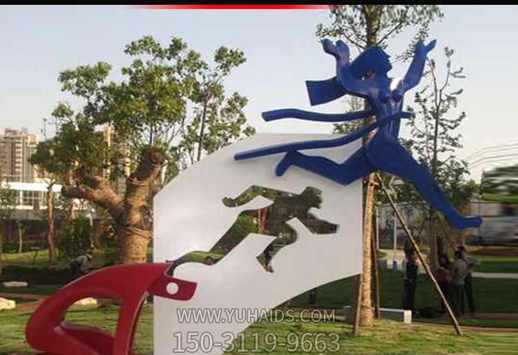 公園不銹鋼競技運動(dòng)創(chuàng )意飛躍雕塑
