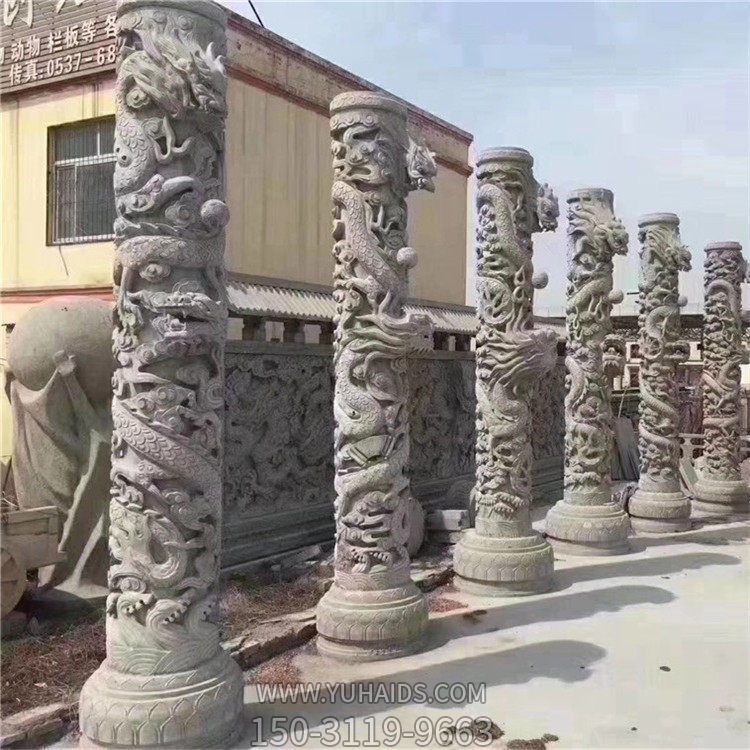 園林戶(hù)外大型石雕龍柱雕塑