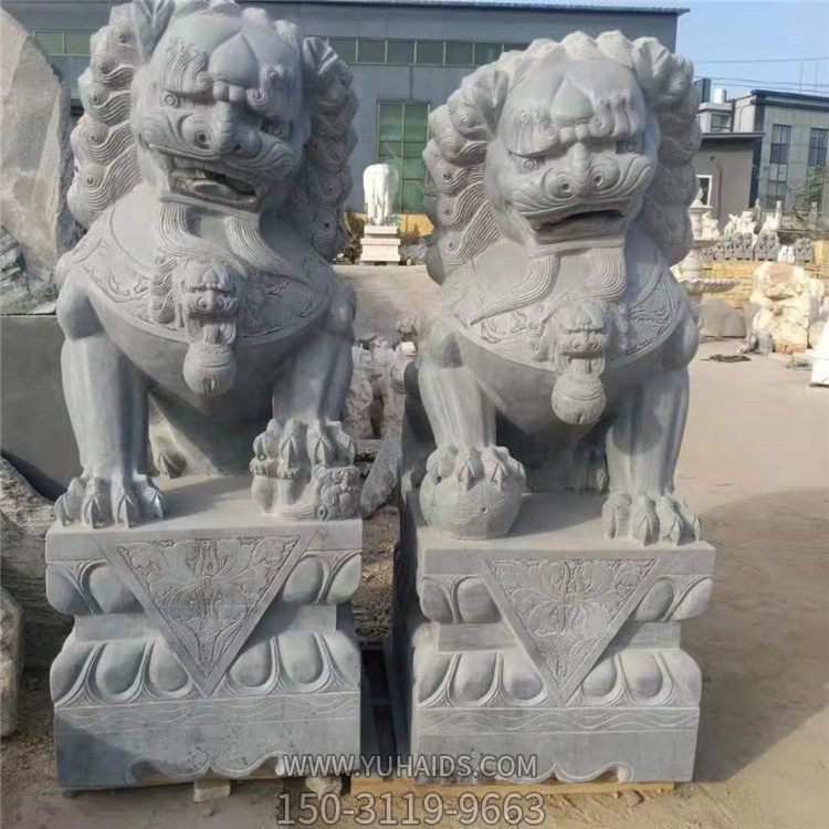 青石雕刻 企業(yè)大門(mén)口擺放鎮宅招財石獅子雕塑