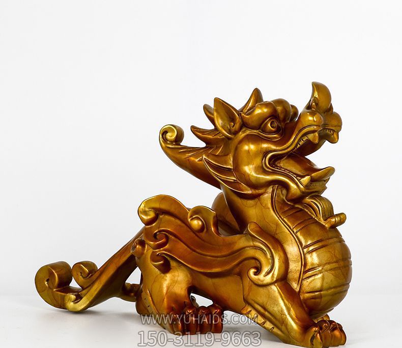 室內創(chuàng  )意不銹鋼噴金烤漆招財貔貅雕塑