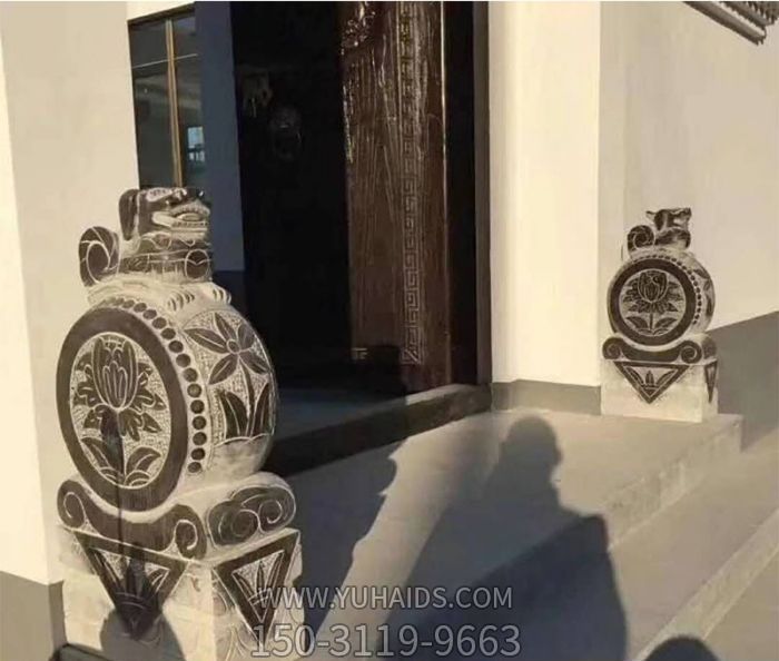 中式庭院景觀(guān)仿古浮雕型抱鼓石雕塑