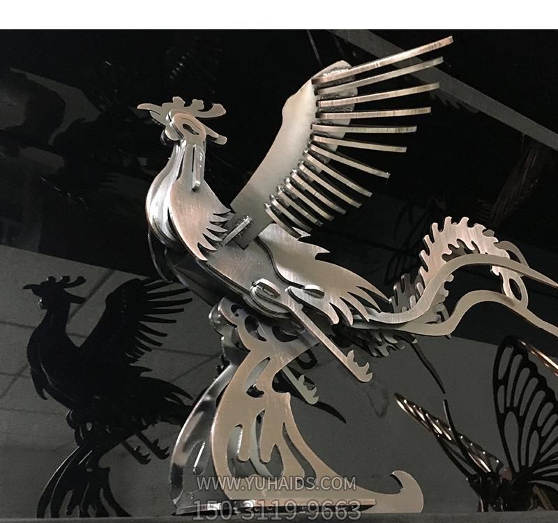 公園創(chuàng )意不銹鋼鳳凰雕塑