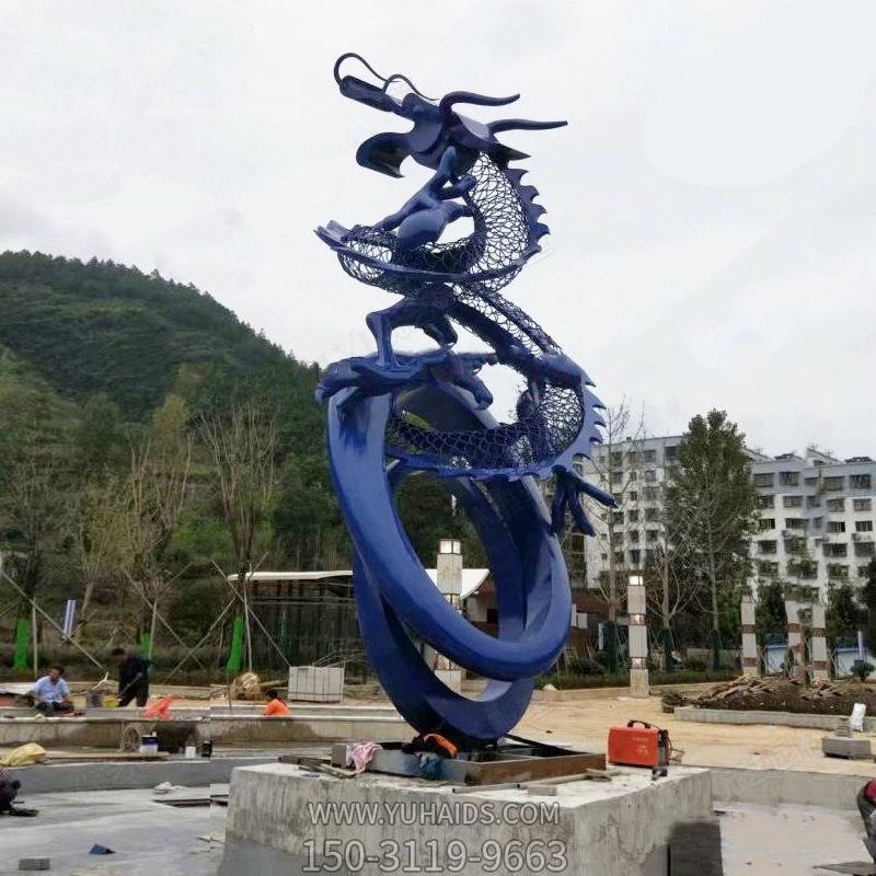 廣場(chǎng)不銹鋼抽象鏤空創(chuàng )意龍雕塑