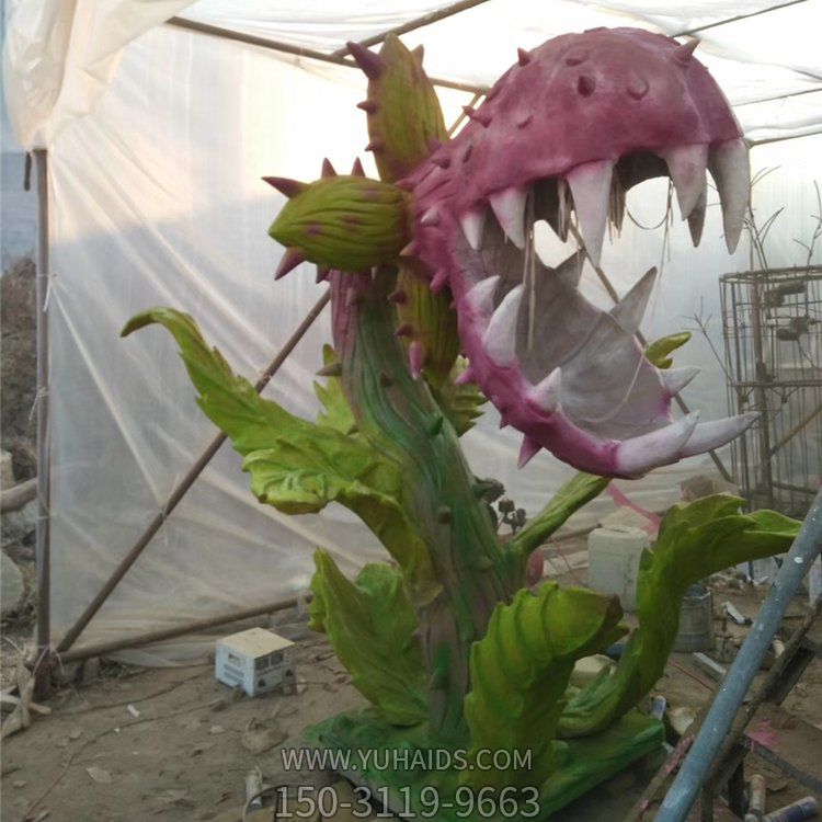 植物園戶(hù)外擺放大型玻璃鋼食人花雕塑