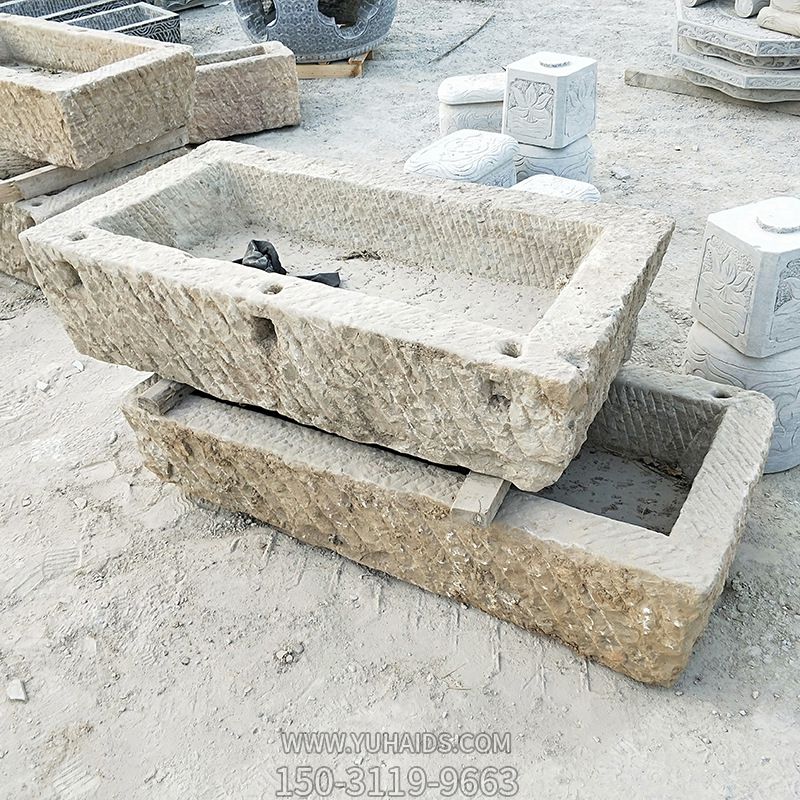 石雕仿古老石槽流水景 小品景觀(guān)魚(yú)缸擺件雕刻雕塑