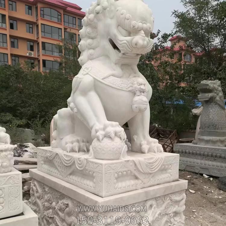 門(mén)口招財晚霞花崗巖庭院鎮宅擺件石獅子雕塑