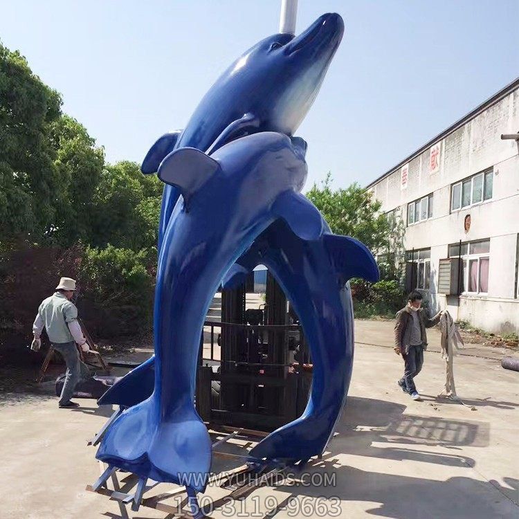 玻璃鋼戶(hù)外園林海豚景觀(guān)雕塑