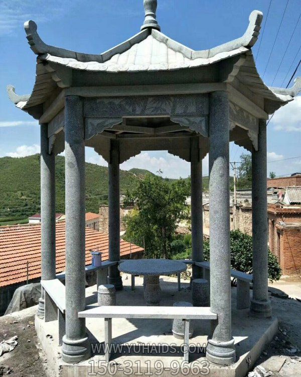 中式戶(hù)外中式園林大型六角涼亭擺件雕塑