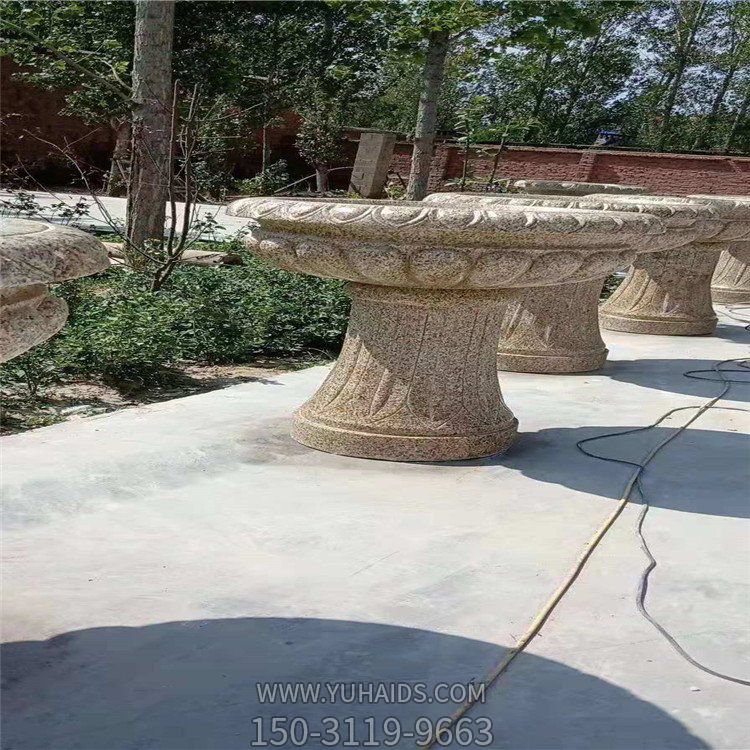花崗巖石材花盆，園林大花壇花缽雕塑