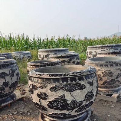 戶(hù)外裝飾蓮花缸養魚(yú)青石石雕魚(yú)缸
