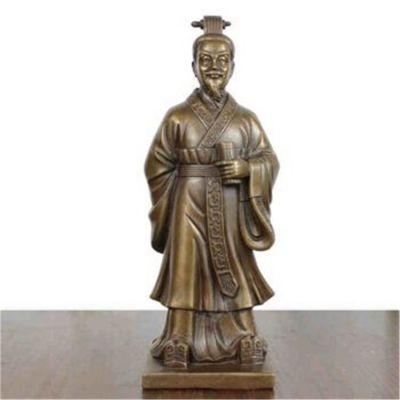 寺廟戶(hù)外擺放純銅鑄造古代人物雕塑