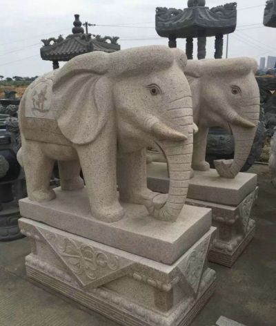 戶(hù)外園林大型景觀(guān)石雕大理石大象雕塑