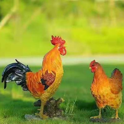 玻璃鋼仿真公雞農場(chǎng)戶(hù)外田園裝飾擺件
