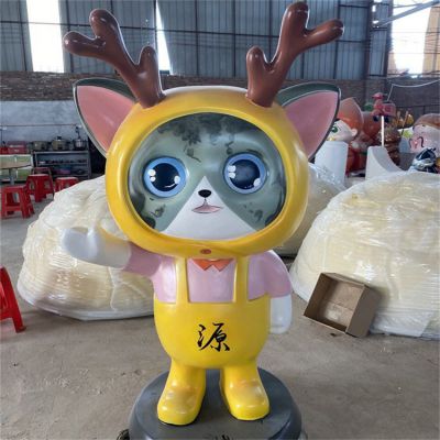 美食城店鋪玻璃鋼卡通創(chuàng  )意公仔貓咪