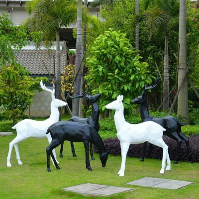 幾何鹿，梅花鹿玻璃鋼動(dòng)物雕塑