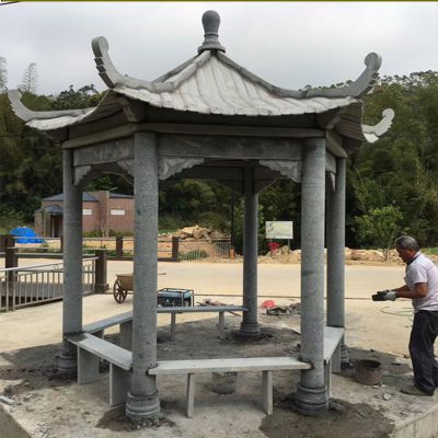 景區戶(hù)外進(jìn)出口擺放休閑區仿古建涼亭座椅