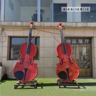 音樂(lè )觀(guān)玻璃鋼仿真樂(lè )器大型大提琴雕塑