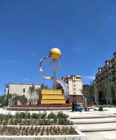 商廈創(chuàng  )意抽象公園不銹鋼鑰匙雕塑
